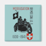 WWII Swiss Recon Motorcycle Fridge Magnets