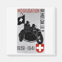 WWII Swiss Recon Motorcycle Refrigerator Magnets