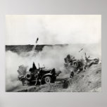 WWII US Marine truck mounted rockets, Iwo Jima Print