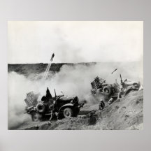 WWII US Marine truck mounted rockets, Iwo Jima Print