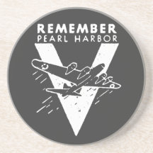 WWII White Remember Pearl Harbour Drink Coasters