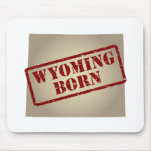 Wyoming Born - Stamp on Map Mouse Pad