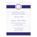 X Monogram Dot Circle Wedding Invitations (Navy)