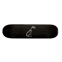 X-RAY PUPPY DOG SKELETON SITTING - B&W SKATE BOARD DECKS