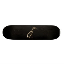 X-RAY PUPPY DOG SKELETON SITTING - SEPIA CUSTOM SKATE BOARD