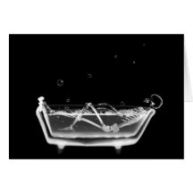 X-Ray Skeleton B&W Bath Time Greeting Card
