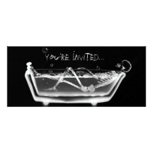 X-Ray Skeleton B&W Bath Time Invites