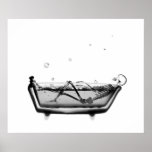 X-Ray Skeleton B&W Bath Time Poster