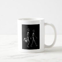 X-Ray Skeleton Couple Travelling Black White Coffee Mugs