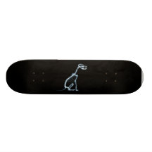 X-RAY SKELETON DOG SITTING - BLUE & BLACK SKATEBOARD DECK