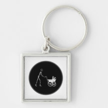X-Ray Skeleton Mum & Baby - Original B&W Keychain