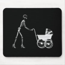 X-Ray Skeleton Mum & Baby - Original B&W Mousepad