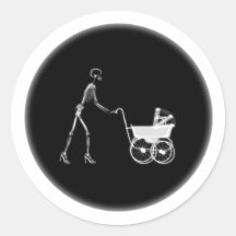 X-Ray Skeleton Mum & Baby - Original B&W Sticker