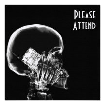 X-RAY SKELETON ON CELL PHONE BLACK & WHITE INVITE