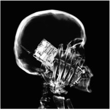 X-RAY SKELETON ON CELL PHONE BLACK & WHITE CUT OUTS