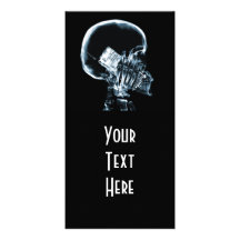 X-RAY SKELETON ON PHONE - BLUE PERSONALISED PHOTO CARD