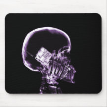 X-RAY SKELETON ON PHONE - PURPLE MOUSE PAD