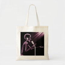 X-RAY SKELETON SINGING ON RETRO MIC - PINK TOTE BAG