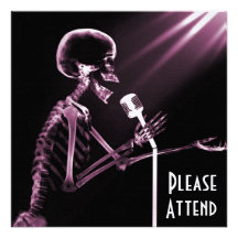 X-RAY SKELETON SINGING ON RETRO MIC - PINK ANNOUNCEMENT