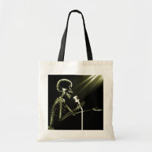 X-RAY SKELETON SINGING ON RETRO MIC - YELLOW TOTE BAGS