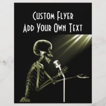 X-RAY SKELETON SINGING ON RETRO MIC - YELLOW PERSONALISED FLYER