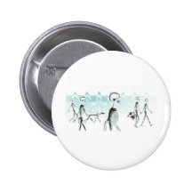 X-Ray Skeletons Afternoon Stroll Negative White Buttons