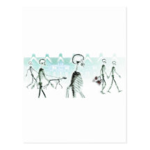 X-Ray Skeletons Afternoon Stroll Negative White Post Cards