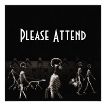 X-Ray Skeletons Midnight Stroll Black Sepia Personalised Announcement