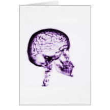 X-RAY SKULL BRAIN - PURPLE GREETING CARDS