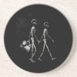 X-RAY VISION SKELETON COUPLE TRAVELING B&W DRINK COASTER