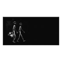 X-RAY VISION SKELETON COUPLE TRAVELING B&W PHOTO CARD