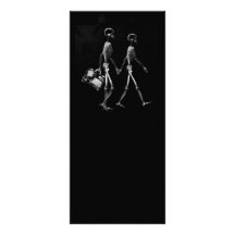 X-RAY VISION SKELETON COUPLE TRAVELING B&W RACK CARD