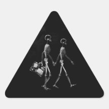 X-RAY VISION SKELETON COUPLE TRAVELING B&W STICKER