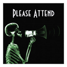 X-RAY VISION SKELETON ON MEGAPHONE - GREEN INVITE