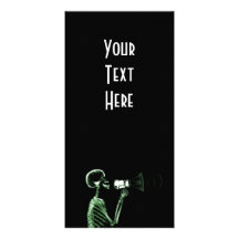 X-RAY VISION SKELETON ON MEGAPHONE - GREEN PHOTO CARD