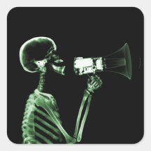 X-RAY VISION SKELETON ON MEGAPHONE - GREEN STICKER