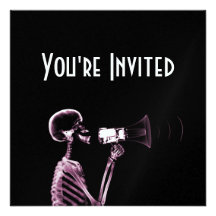 X-RAY VISION SKELETON ON MEGAPHONE -PINK ANNOUNCEMENTS