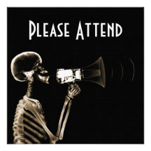X-RAY VISION SKELETON ON MEGAPHONE - SEPIA PERSONALIZED INVITE