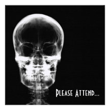 X-RAY VISION SKELETON SKULL - B&W PERSONALIZED ANNOUNCEMENTS