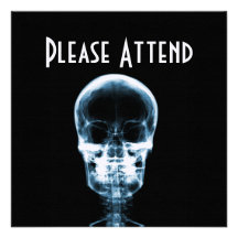 X-RAY VISION SKELETON SKULL - BLUE PERSONALISED INVITE