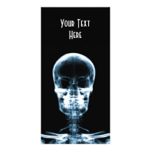 X-RAY VISION SKELETON SKULL - BLUE PHOTO GREETING CARD
