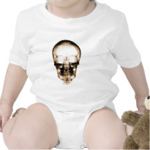 X-RAY VISION SKELETON SKULL - ORANGE BABY BODYSUITS