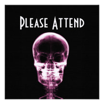 X-RAY VISION SKELETON SKULL - PINK CUSTOM INVITATION