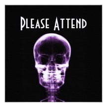 X-RAY VISION SKELETON SKULL - PURPLE PERSONALISED INVITE