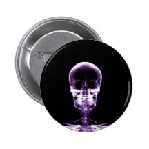 X-RAY VISION SKELETON SKULL PURPLE PINBACK BUTTON