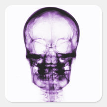 X-RAY VISION SKELETON SKULL - PURPLE SQUARE STICKER