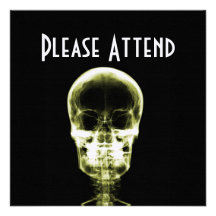 X-RAY VISION SKELETON SKULL - YELLOW CUSTOM INVITATION