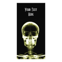 X-RAY VISION SKELETON SKULL - YELLOW PERSONALIZED PHOTO CARD