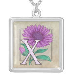 Xeranthemum Flower Monogram Personalized Necklace