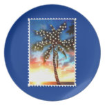 Xmas Lights Palm Tree Sunset Stamp Plate